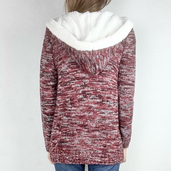 ALMOST FAMOUS | Faux Fur Trim Thin Knit Cardigan Sweater Hoodie - Picture 9 of 10